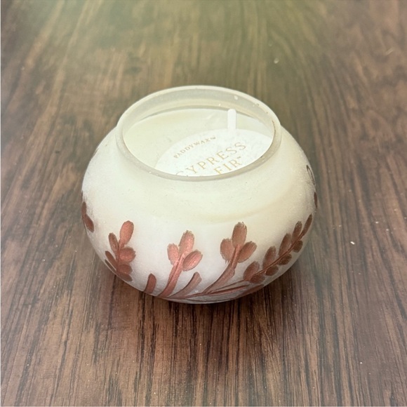 PADDYWAX Cypress & Fir - 14 oz white Glass with copper metallic branch Etching - Picture 1 of 13